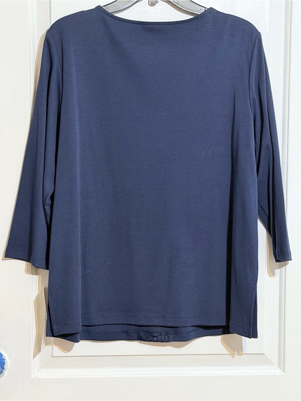 Alfred Dunner Navy Long-Sleeve Crochet & Bead Detail Top - Picture 7 of 7